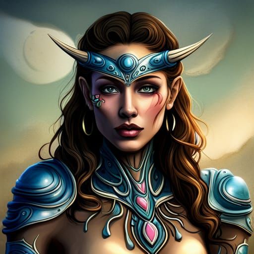 Three-Headed Alien Guardian in Graffiti Art Style