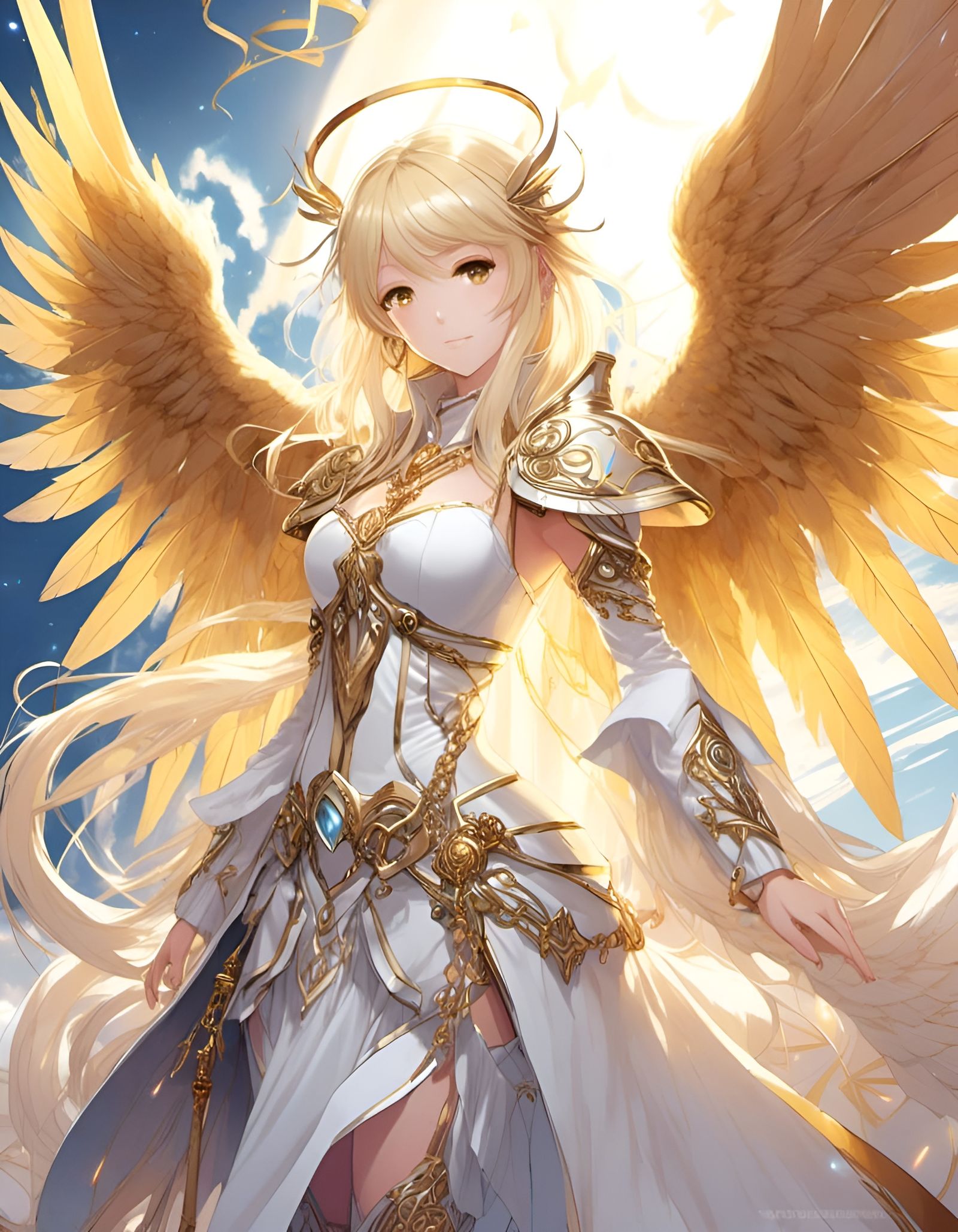 Astral Deva Angel with Golden Skin and Wings