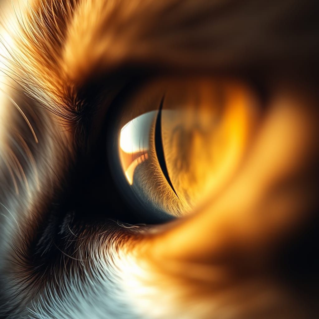 Detailed Macro Photograph of a Cat's Eye