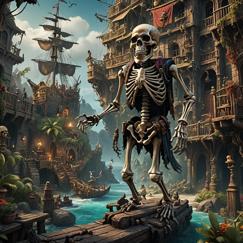 Ghost Pirates and Skeletons in Detailed Matte Painting