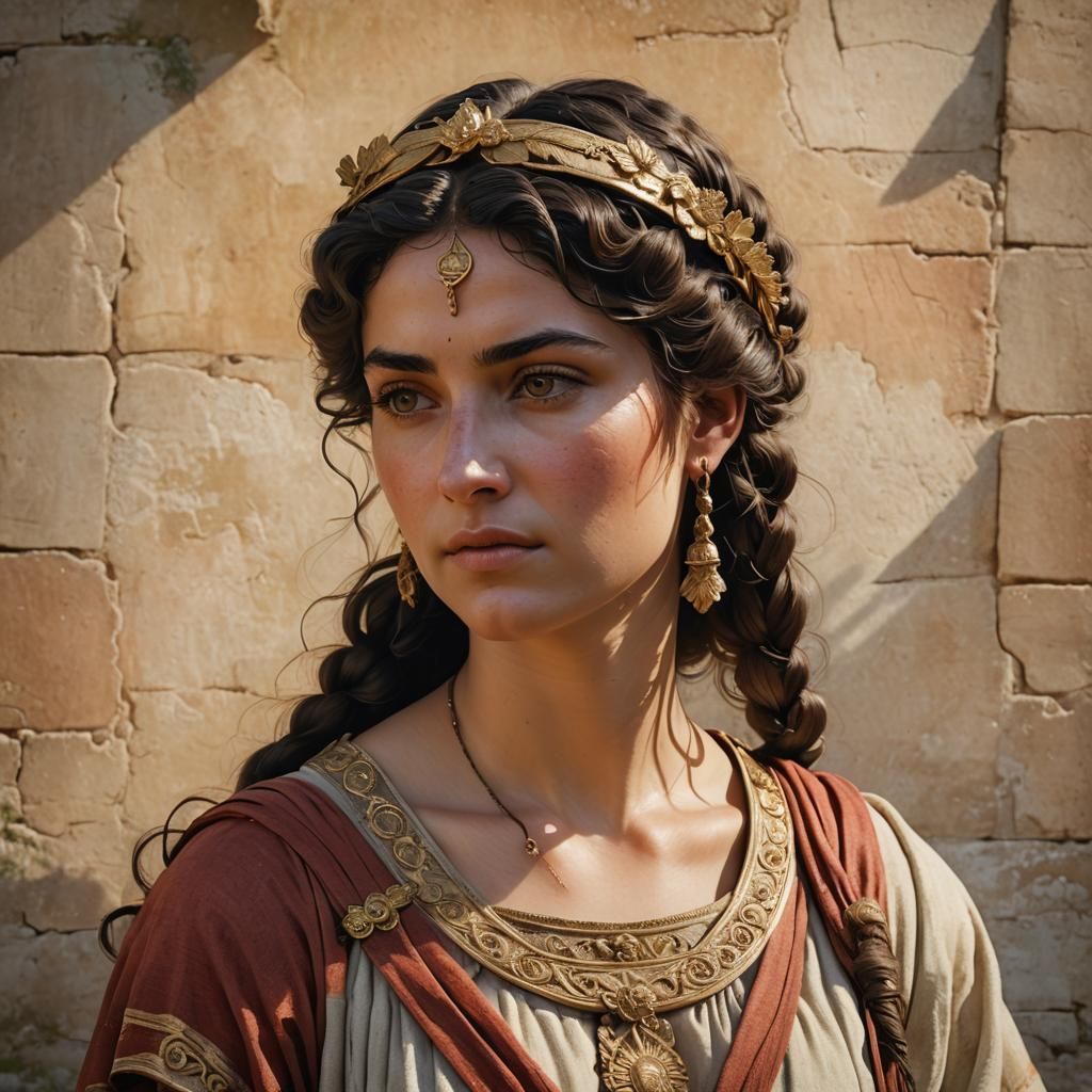 Ancient Roman Portrait of Pomponia in Classical Style