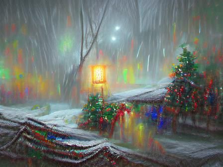 Christmas Light Shines in Winter Snowstorm