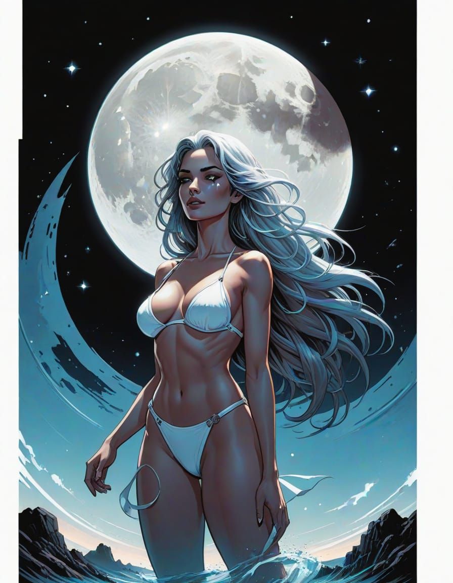 Sensual Woman Basks in Moonlight