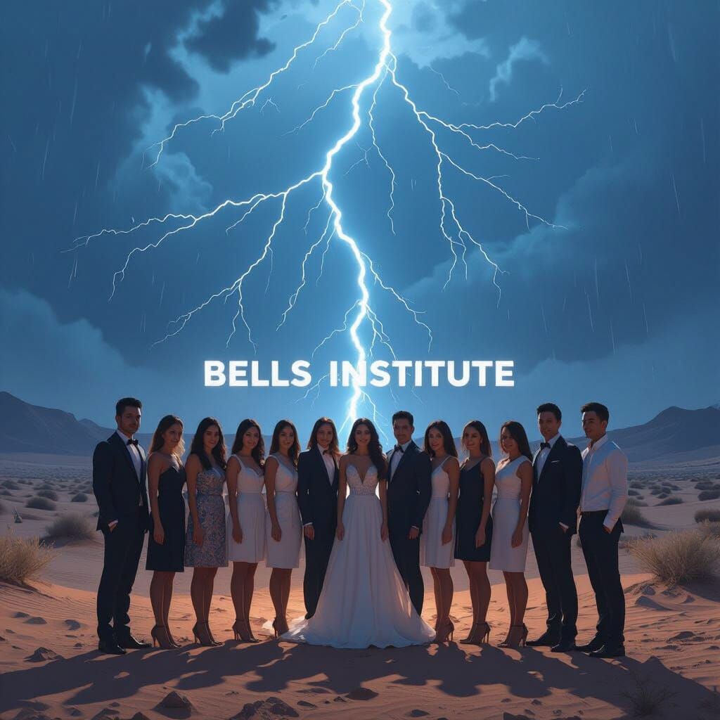 Singapore Group Photo in Stormy Desert at Night