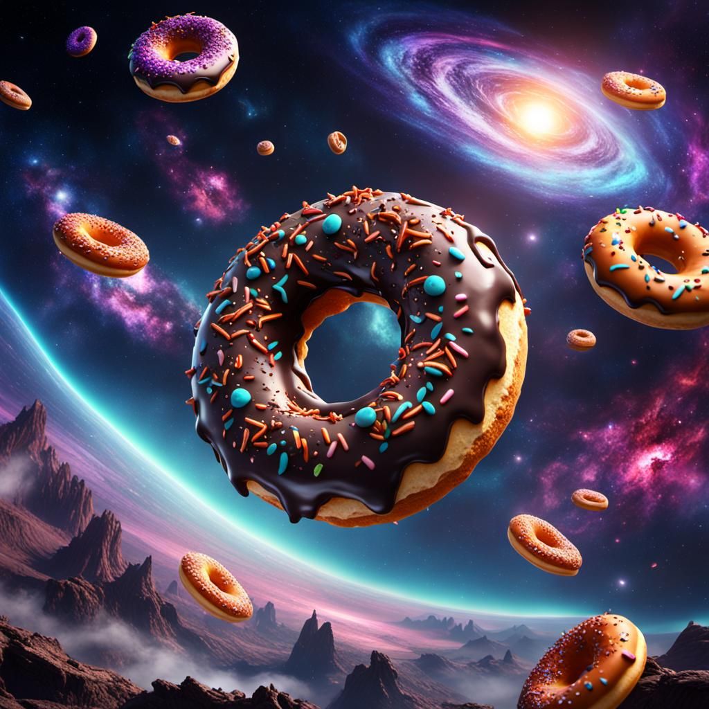 Evil Donut Flies Through Galaxy: Digital Matte Painting