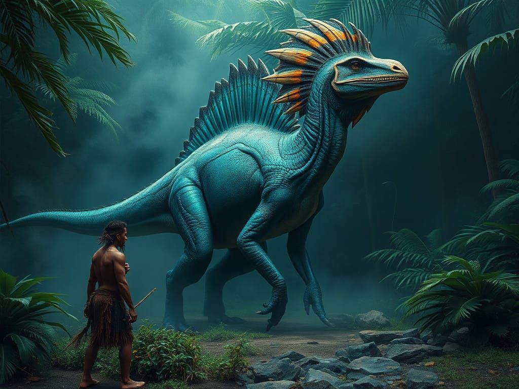 Majestic Dinosaur Steals the Breath in Vibrant Jungle Scene