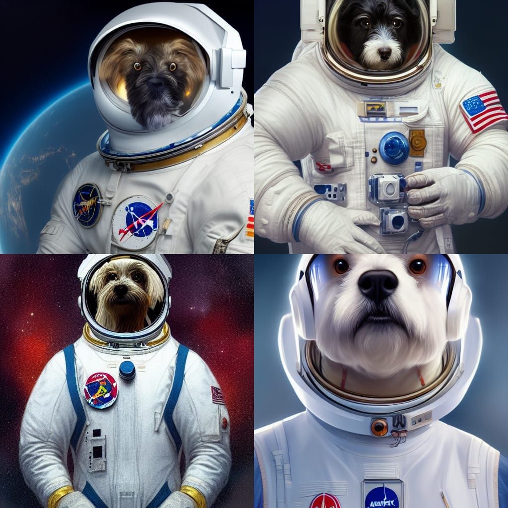 Maltese Astronaut Portrait in Hyperdetailed Digital Art