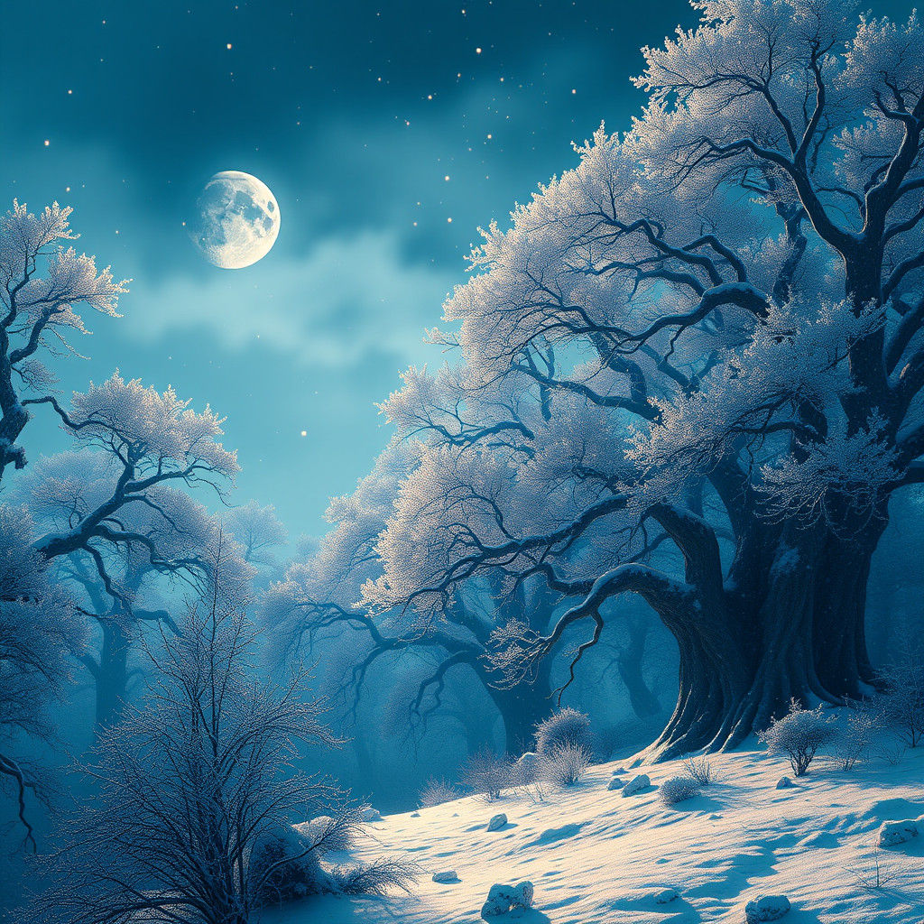 Mystical Winter Landscape Matte Painting in 8k