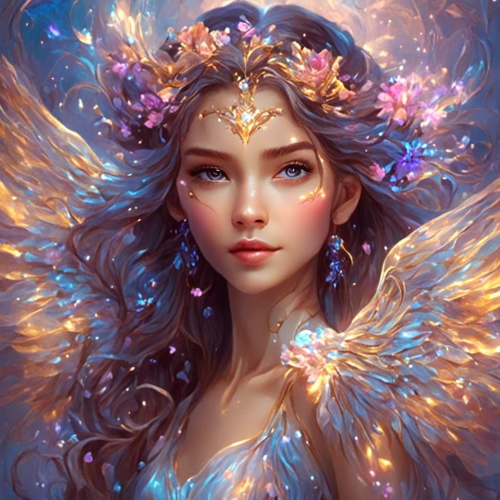 Winged Teenage Girl in Artistic Style