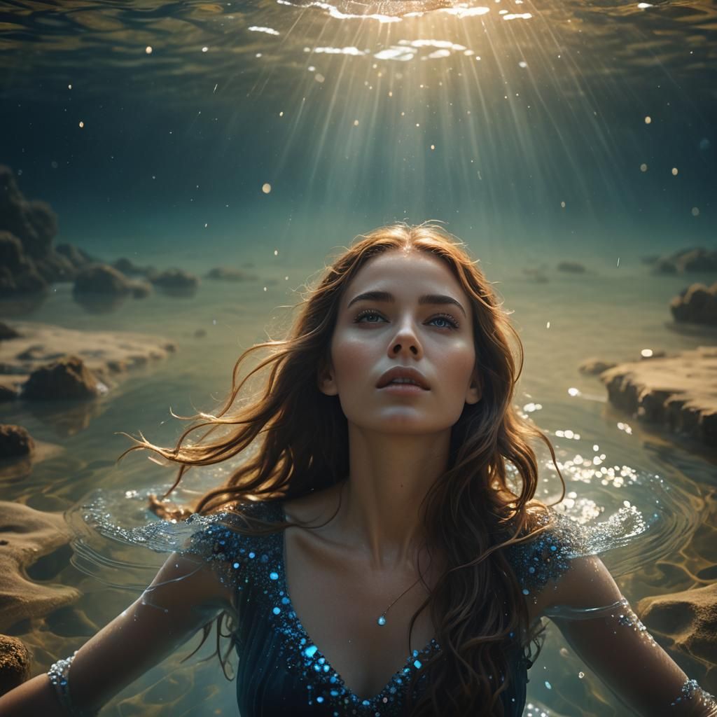 Ethereal Ghost Woman in Lake: Digital Matte Painting