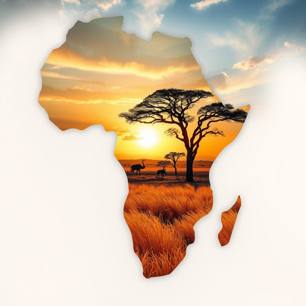 African Savannah Double Exposure Art