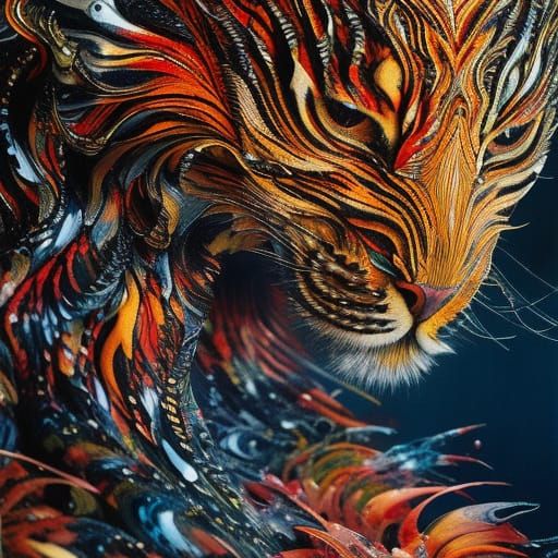 Terrifying Ghost Tiger in Liquid Watercolor Painting