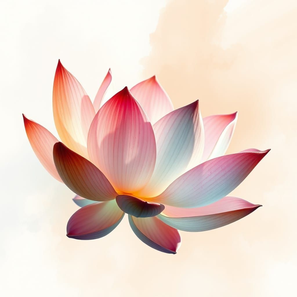 Serenely Blooming Lotus in Watercolor Style