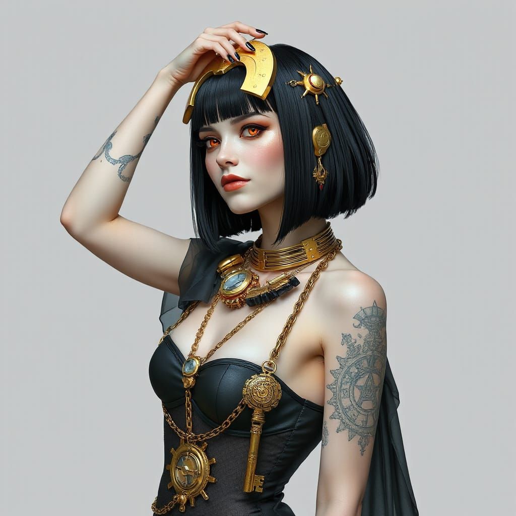 Steampunk Goddess in Industrial Futurism