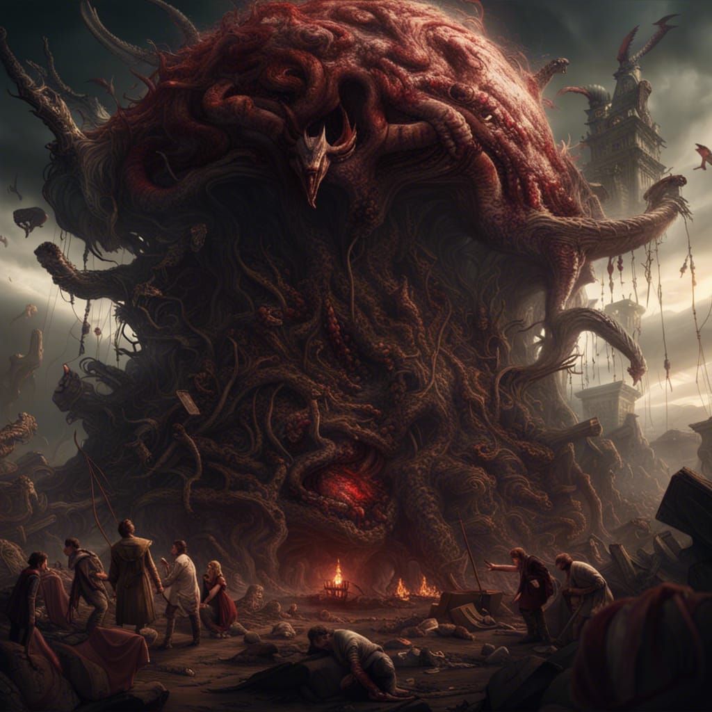 Deity Consuming People: A Dramatic Digital Painting