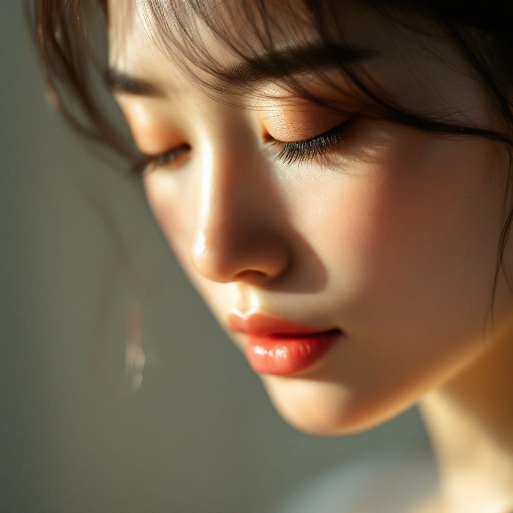 Serene Chinese Woman in Softbox Light