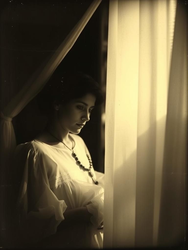 Ethereal Sepiagrisaille Portrait in Vintage Style