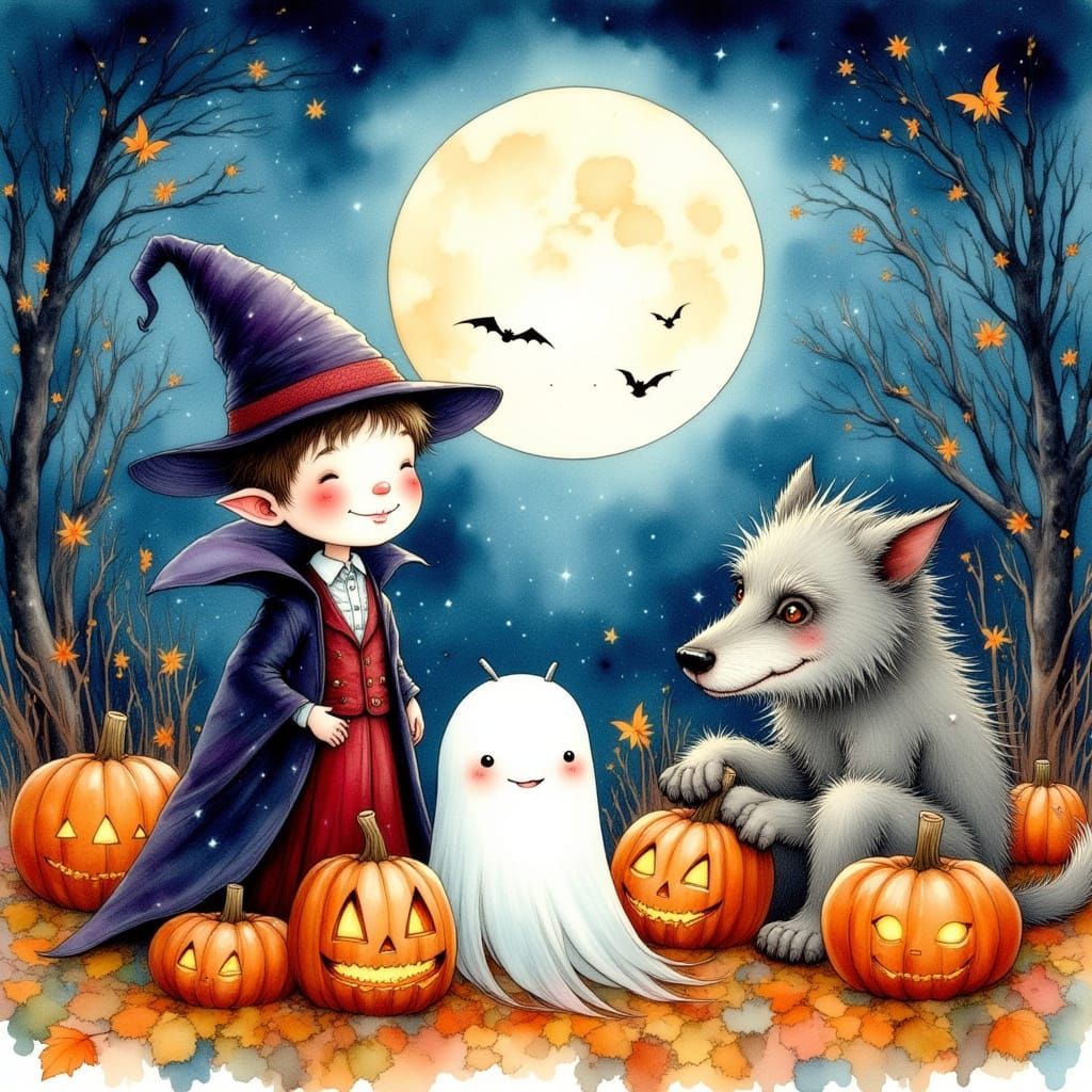 Halloween Night Gathering of Friendly Monsters