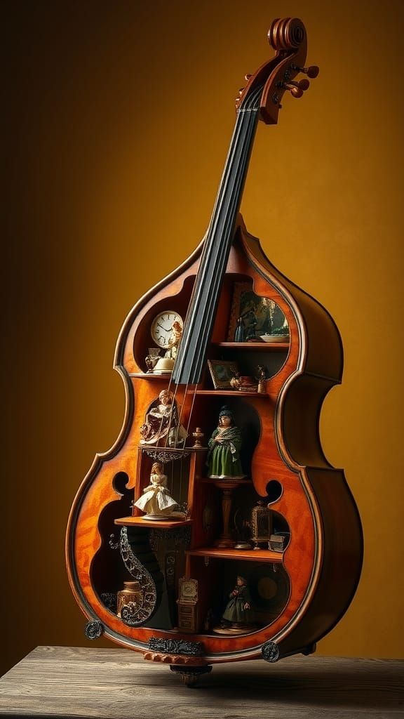 Fantastical Double Bass Dollhouse in Pop Surrealist Style