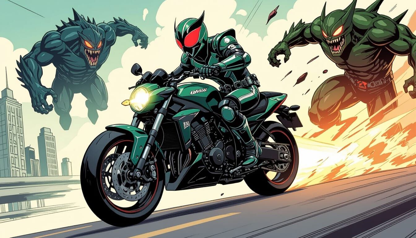 Superhero Flying Kick in Dynamic Comic Art Style