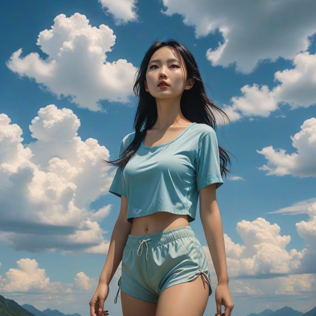 Dreamlike Photo of Chinese Woman in Washed Technique