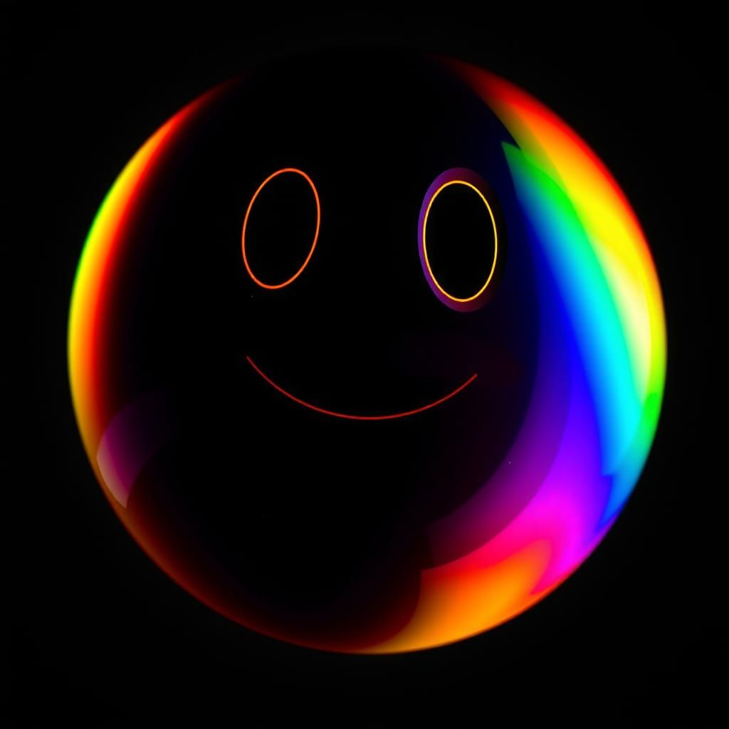 Glowing Rainbow Smiley Face in Arcane Style