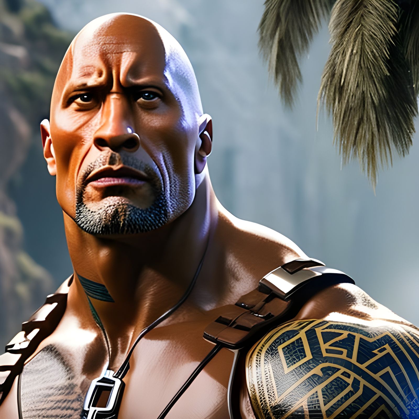Dwayne Johnson as Lock and Key: Digital Art
