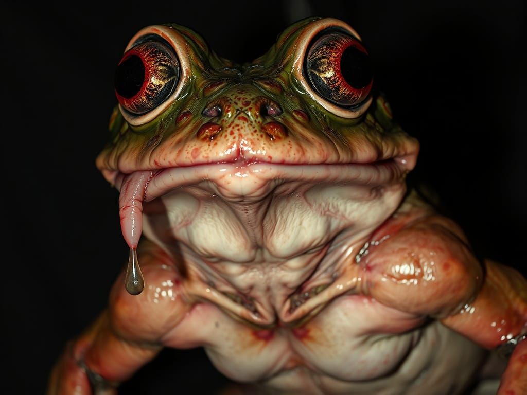 Grotesque Frog Creature Mid-Transformation: Biomechanical Ho...