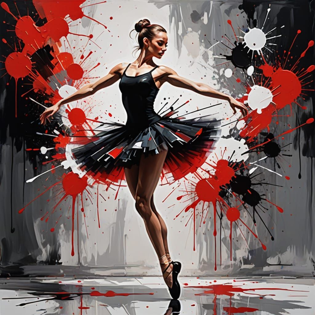 Cubist Ballerina Silhouette in Dynamic Pose