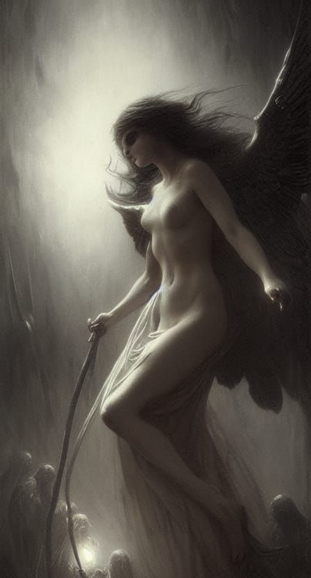 Dark Angel in Gothic Horror Style