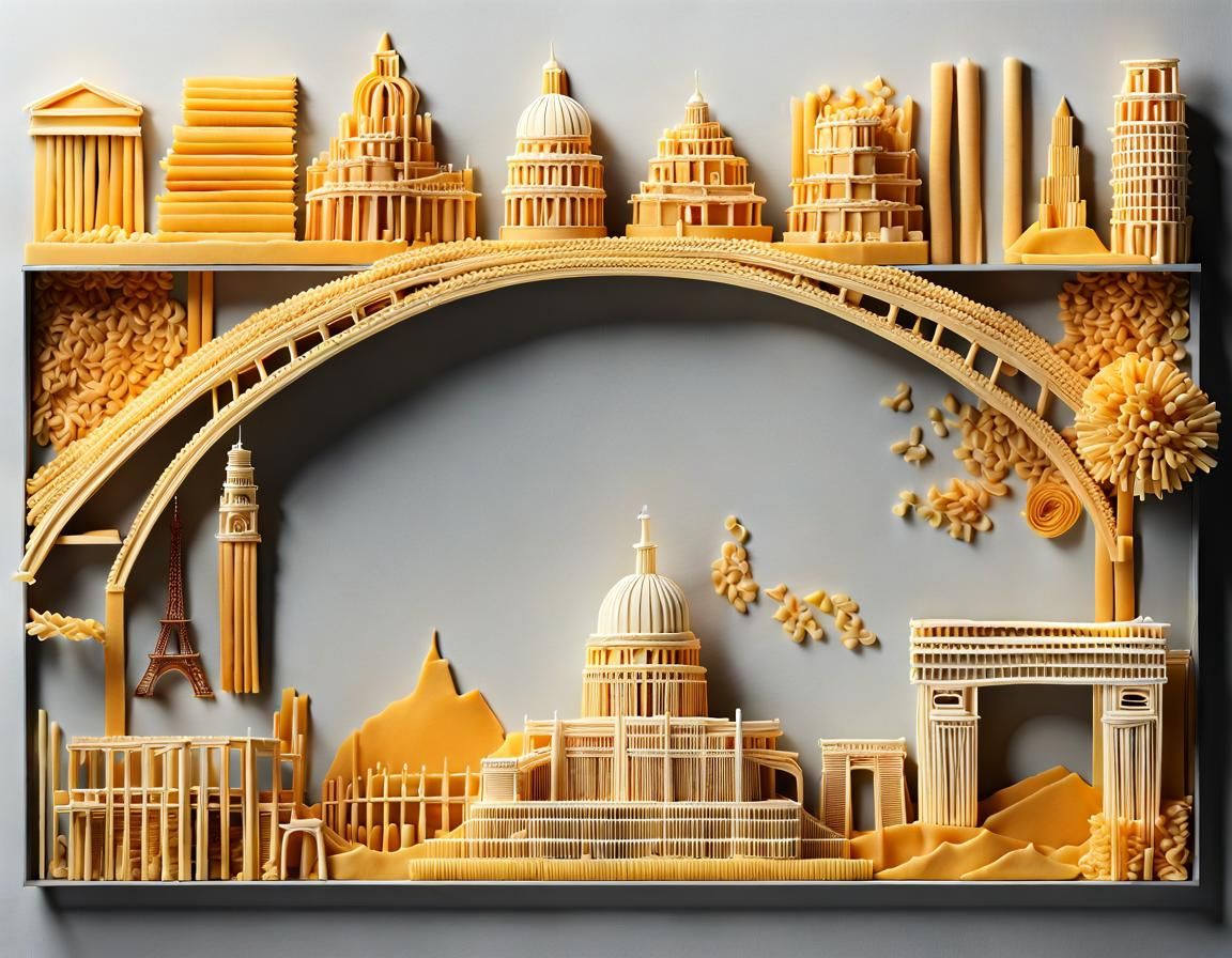 Food-Themed Worlds - A World of Pasta - Famous Landmark Buildings