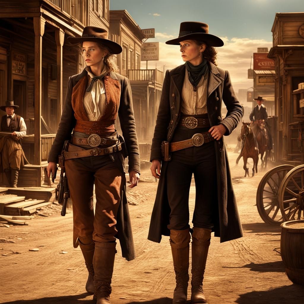 Gunfighter Standoff in Old West Digital Painting