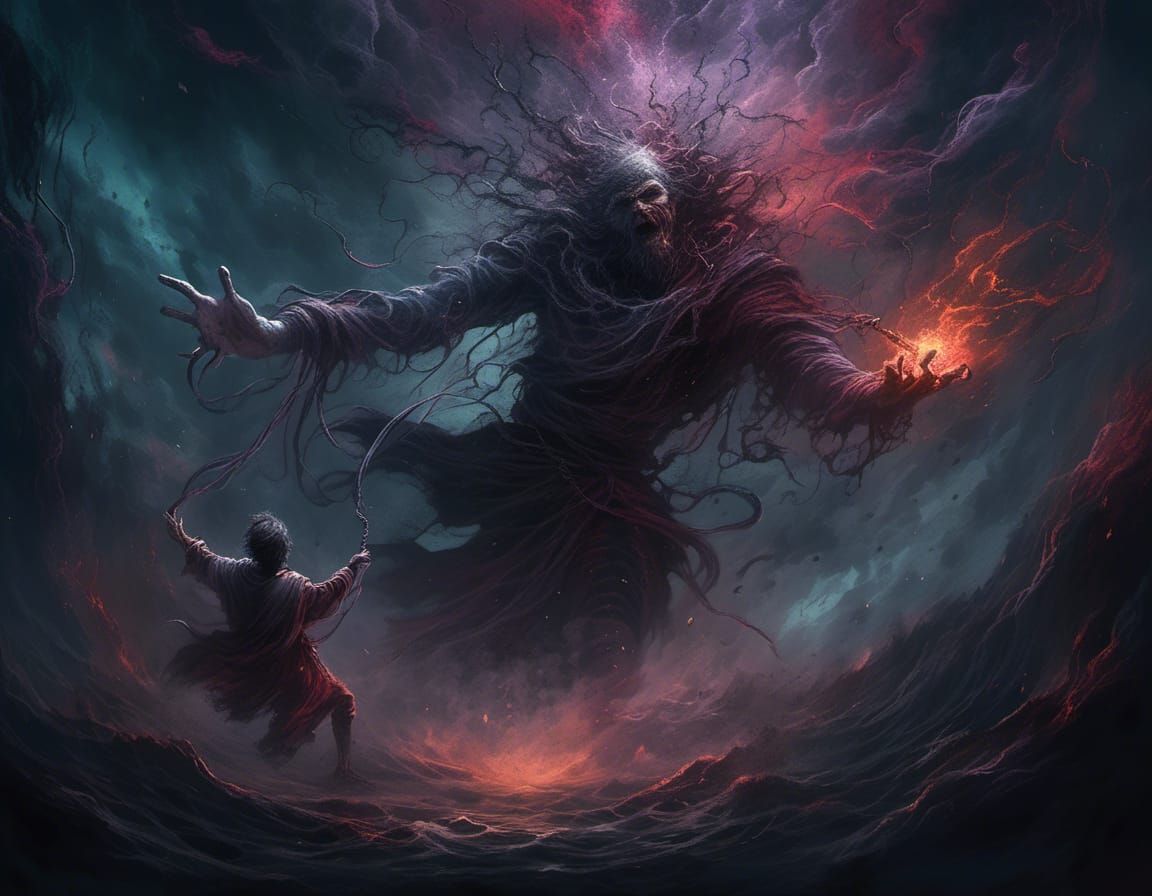 Vengeful Deity Controls Human Puppet in Fantasycore Style