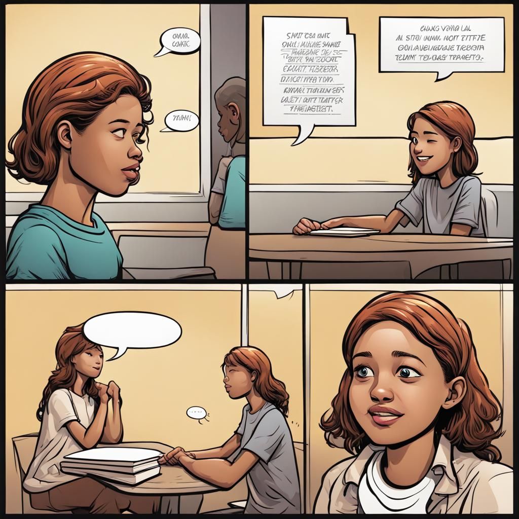 Cute Teenagers in a Four-Panel Comic Strip