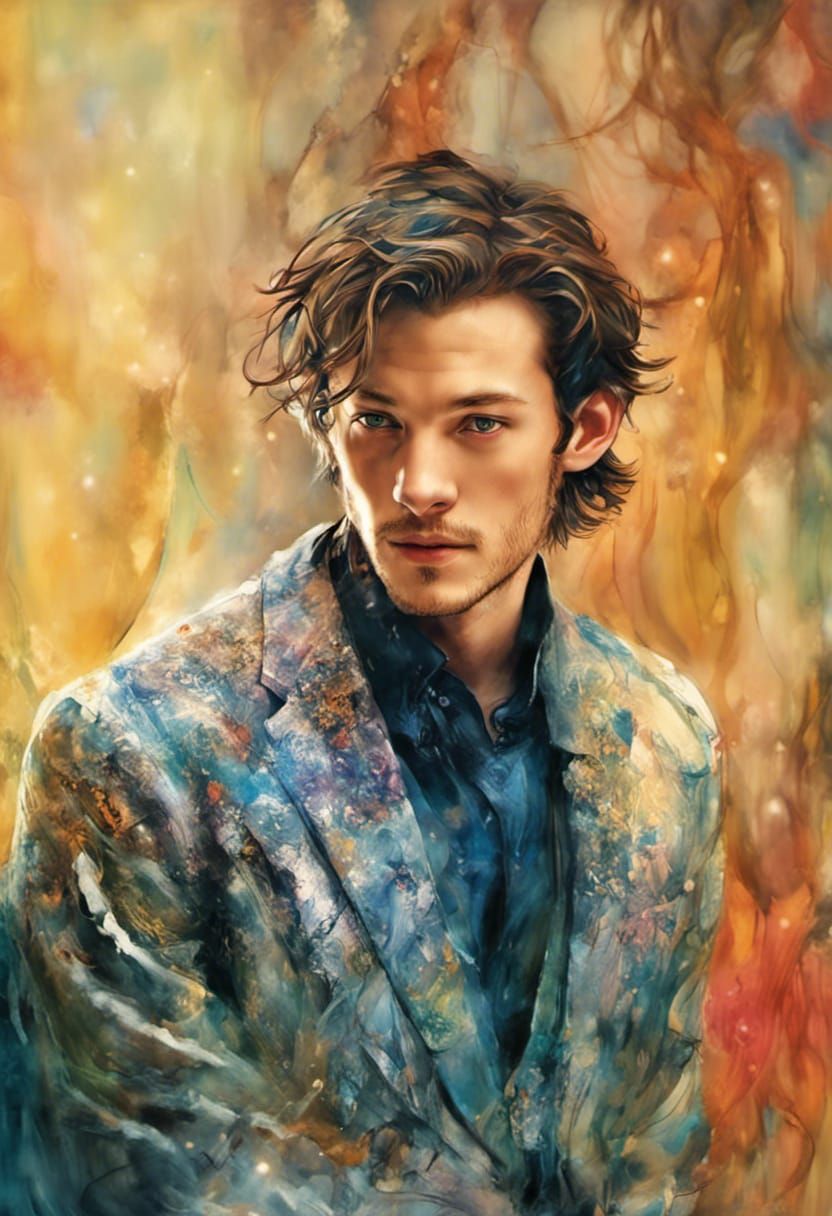 Wizard Portrait with Expressive Eyes in Maximalist Style