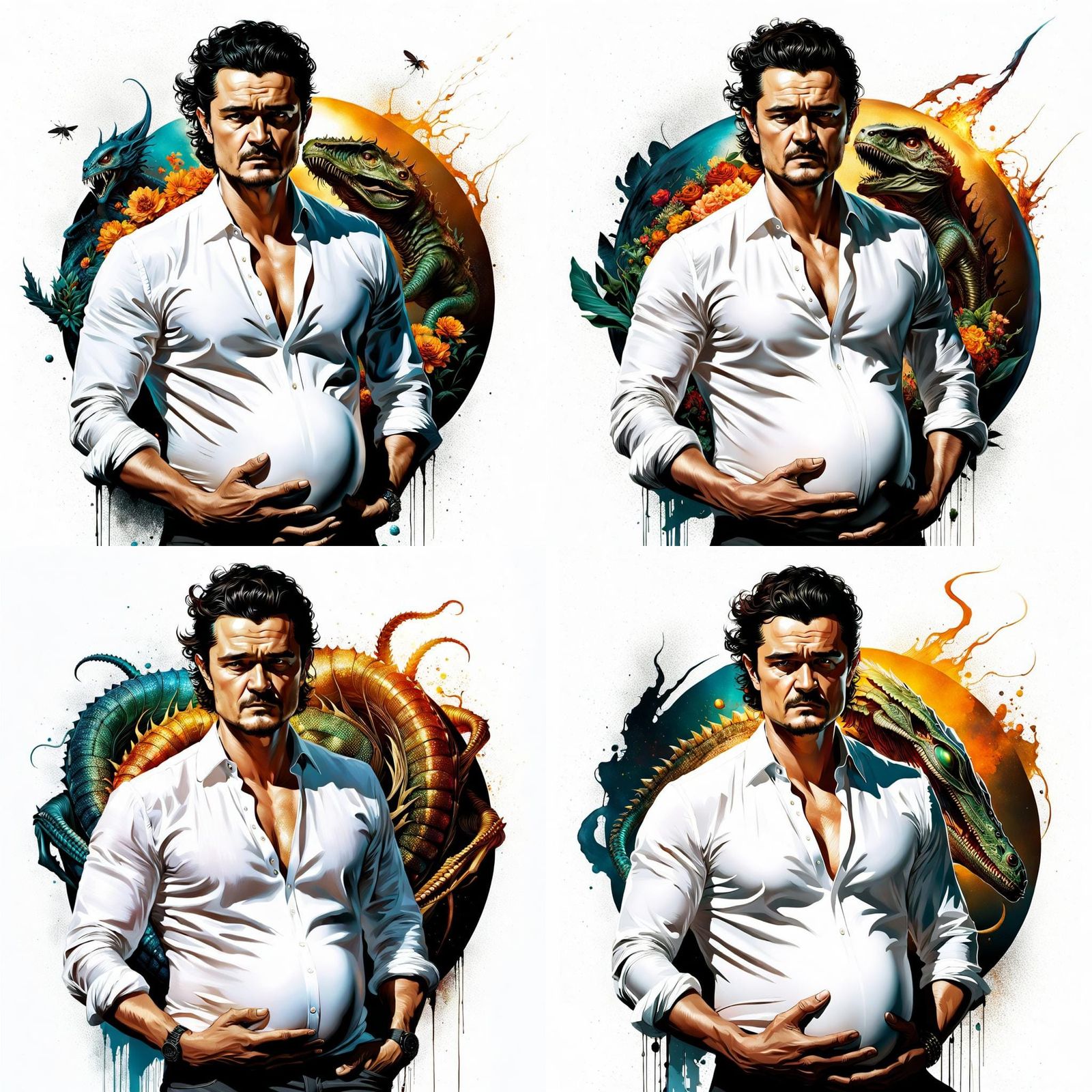 Surreal Portrait: Orlando Bloom's Alien Pregnancy