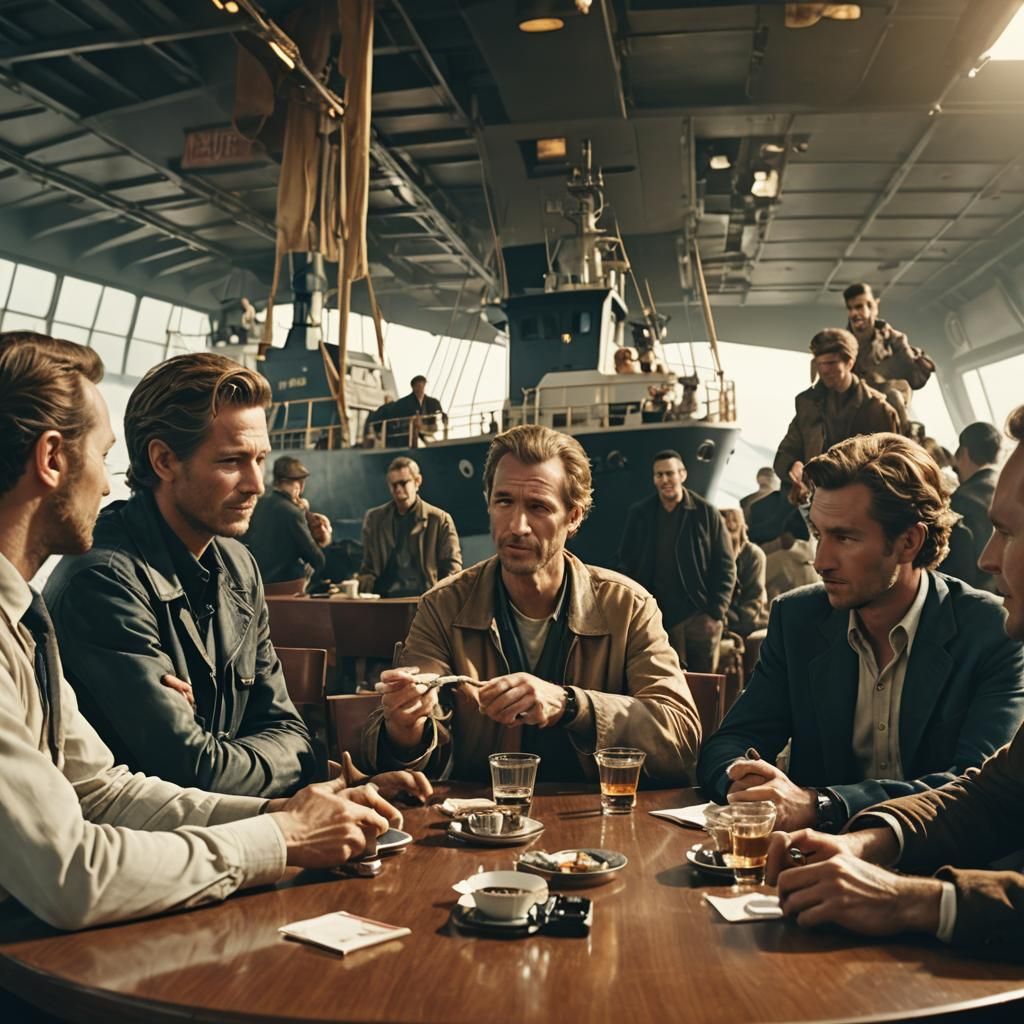 Shipboard Deal: A Cinematic Film Still