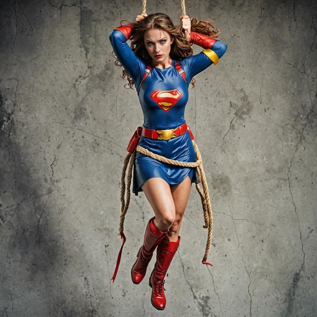 Superheroine Portrait Bound by Rope