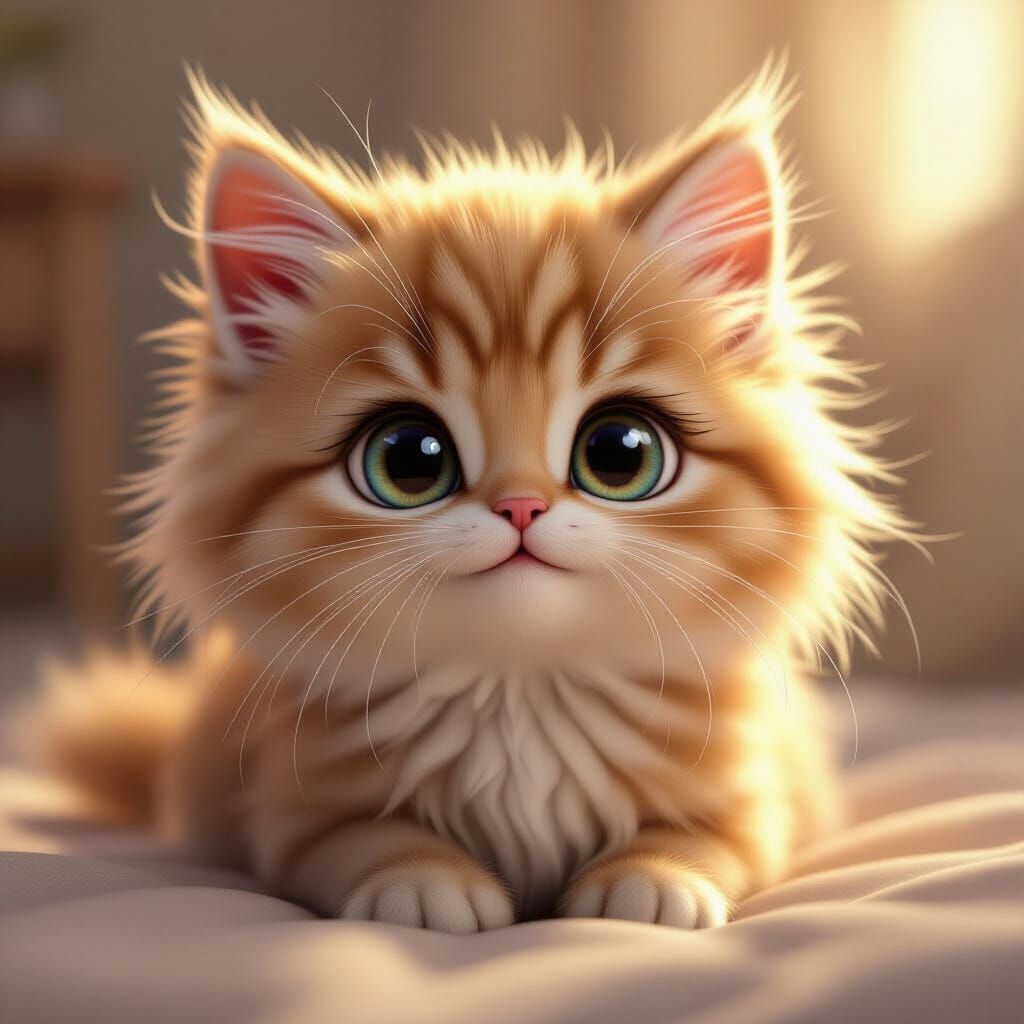 Cute Fluffy Cat in Stunning CGI with Expressive Eyes