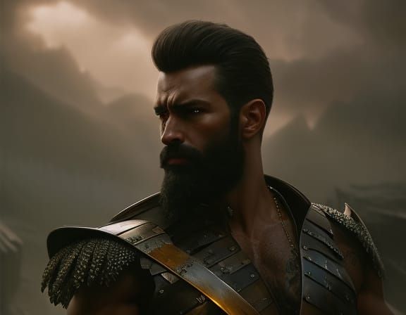 Barbarian Portrait in High Fantasy Digital Art Style