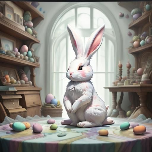 Easter Bunny with 3D Fractal Splash