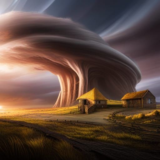 Aggressive tornado, plains in Kansas