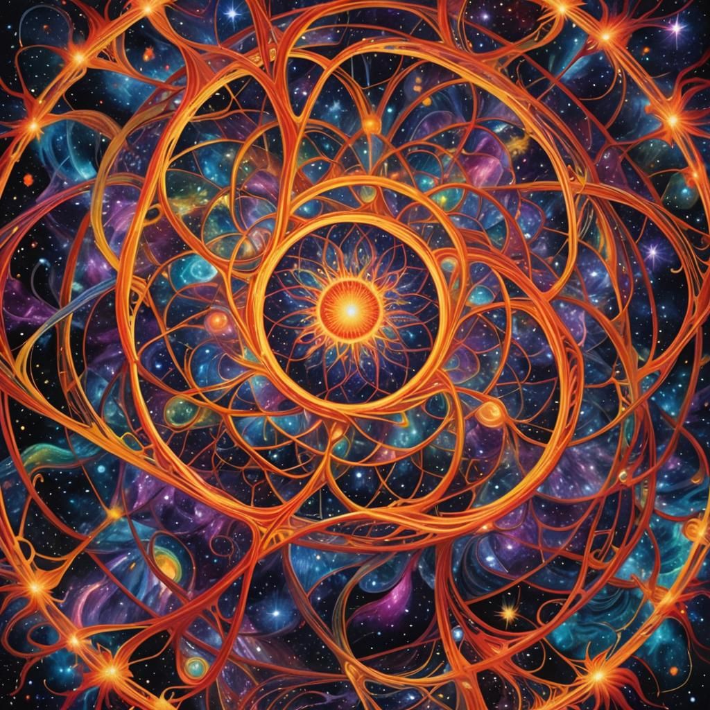 Vibrant Cosmic Art: Interconnectedness in Fauvist Style