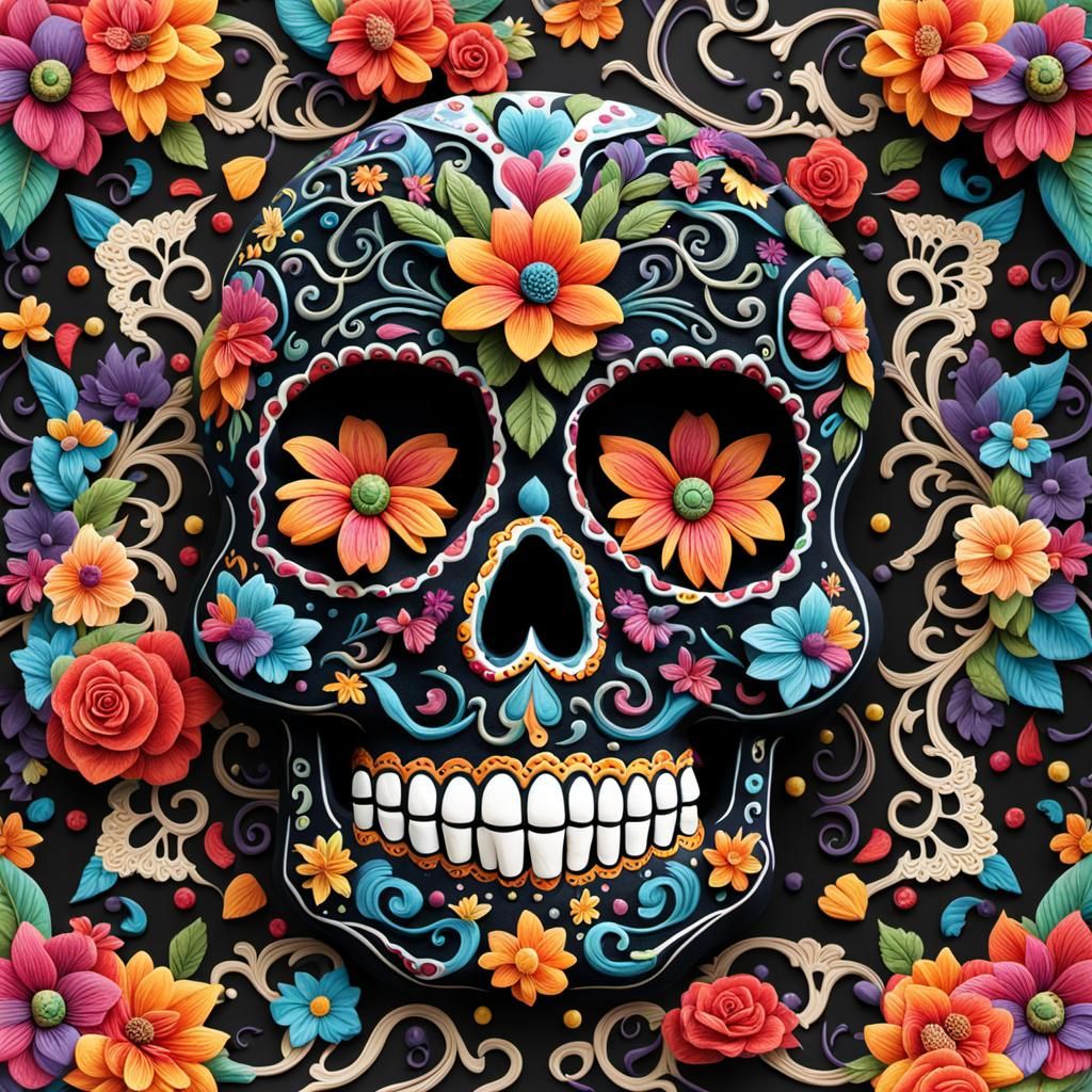 Colorful Sugar Skull for Day of the Dead