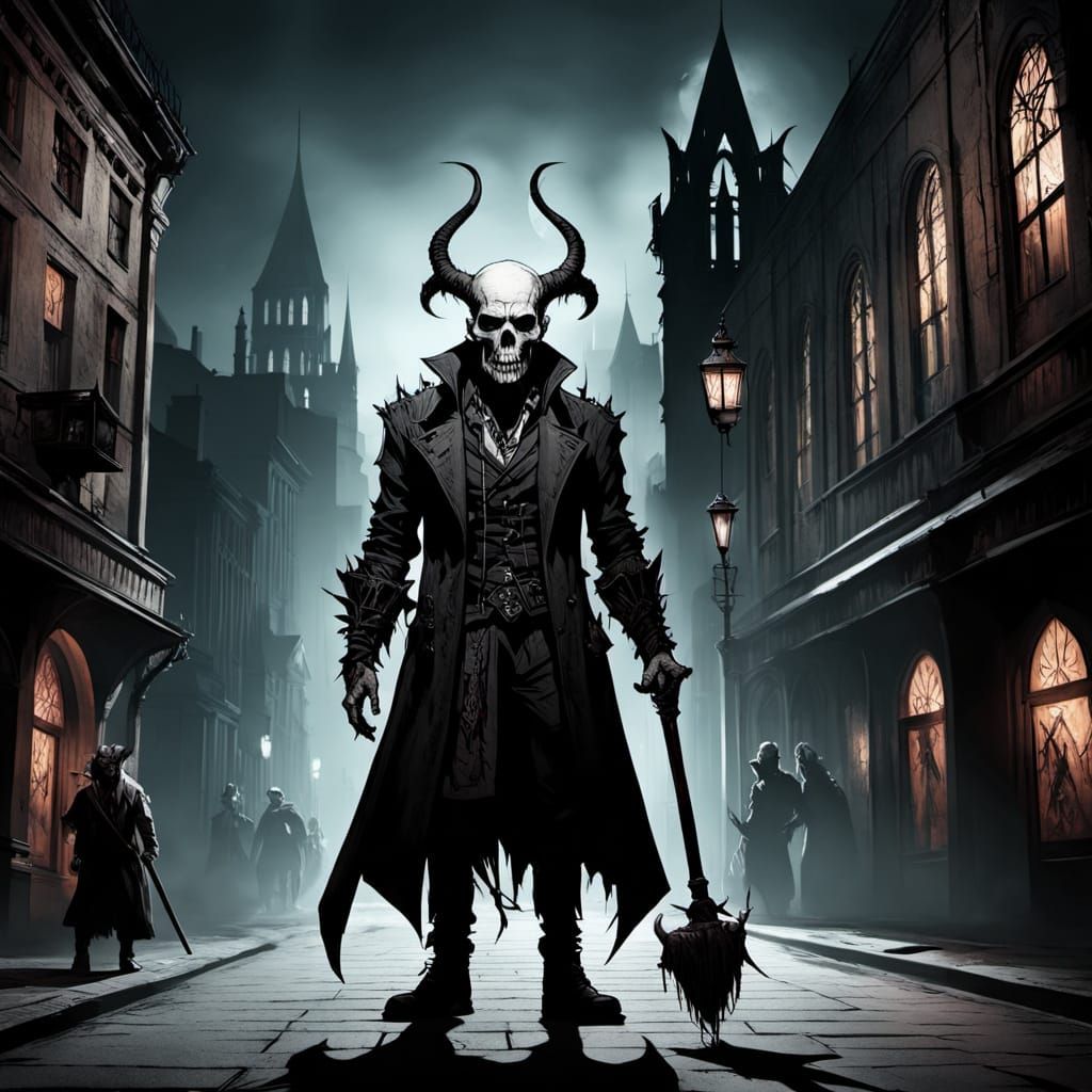 Demigod Hiding in Dark Fantasy City Shadows