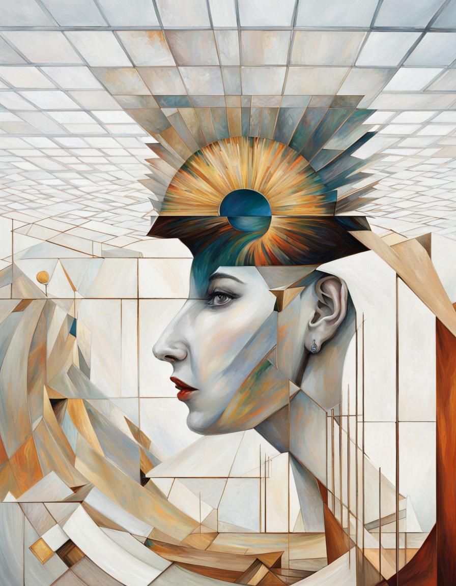 Zero Sum Game: Hyperrealist Art Nouveau Painting