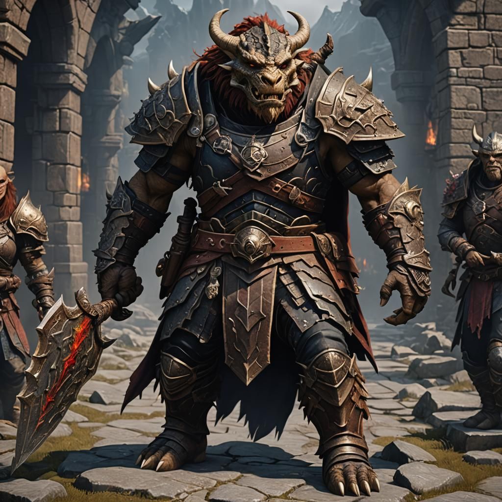 Dragonborn Barbarian Character Concept Art