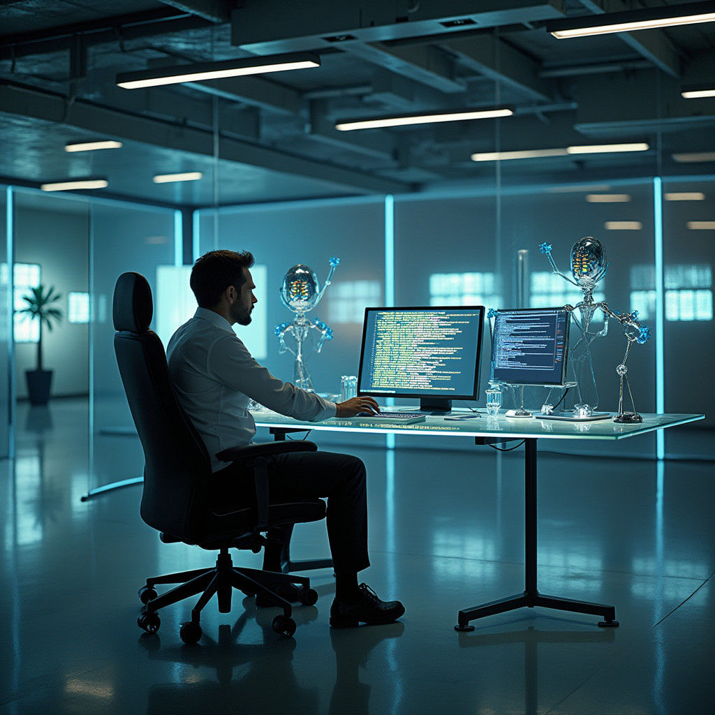 Futuristic Coder in a High-Tech Office