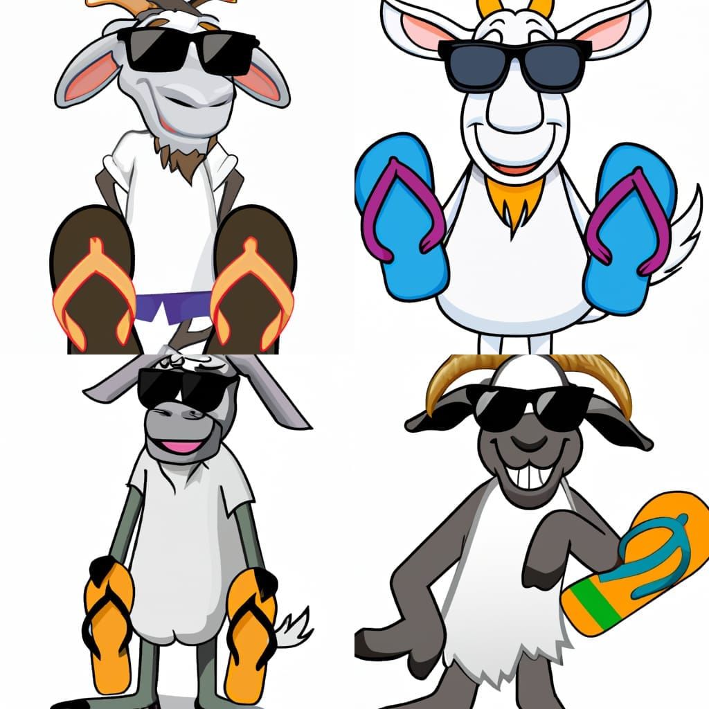 Goat in Sunglasses and Flip Flops