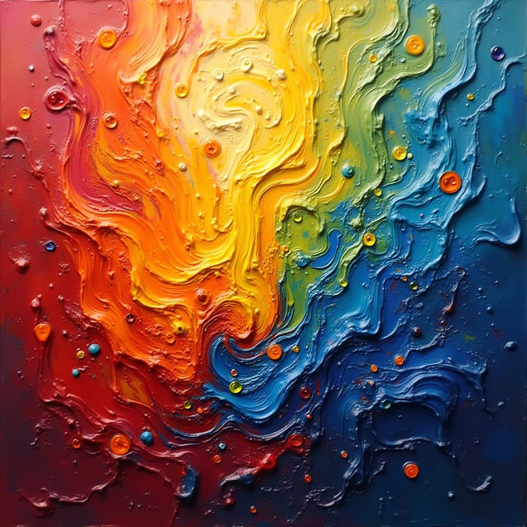 Expressive Rainbow Masterpiece in Thick, Heavy Brushstrokes